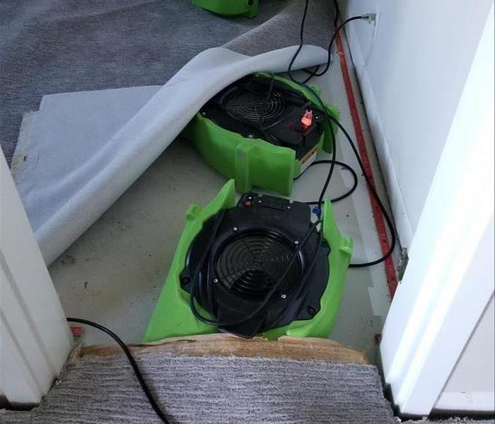 Drying equipment under carpet.