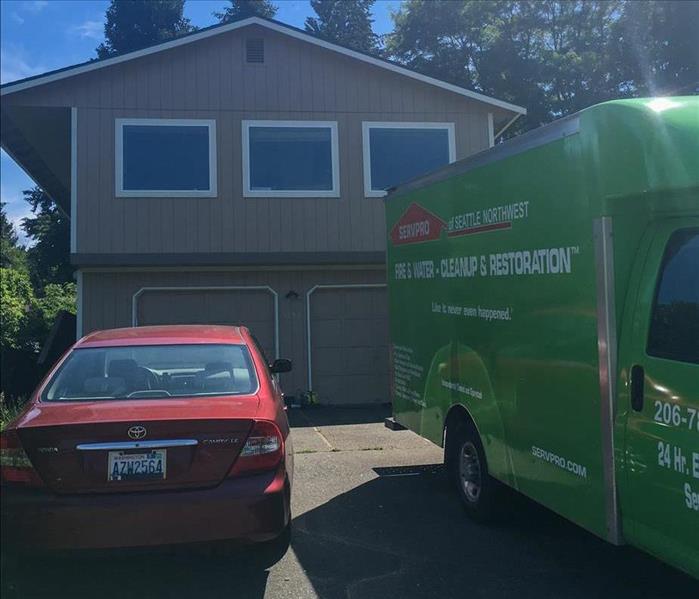 SERVPRO truck parked in the driveway of a Seattle, WA home.